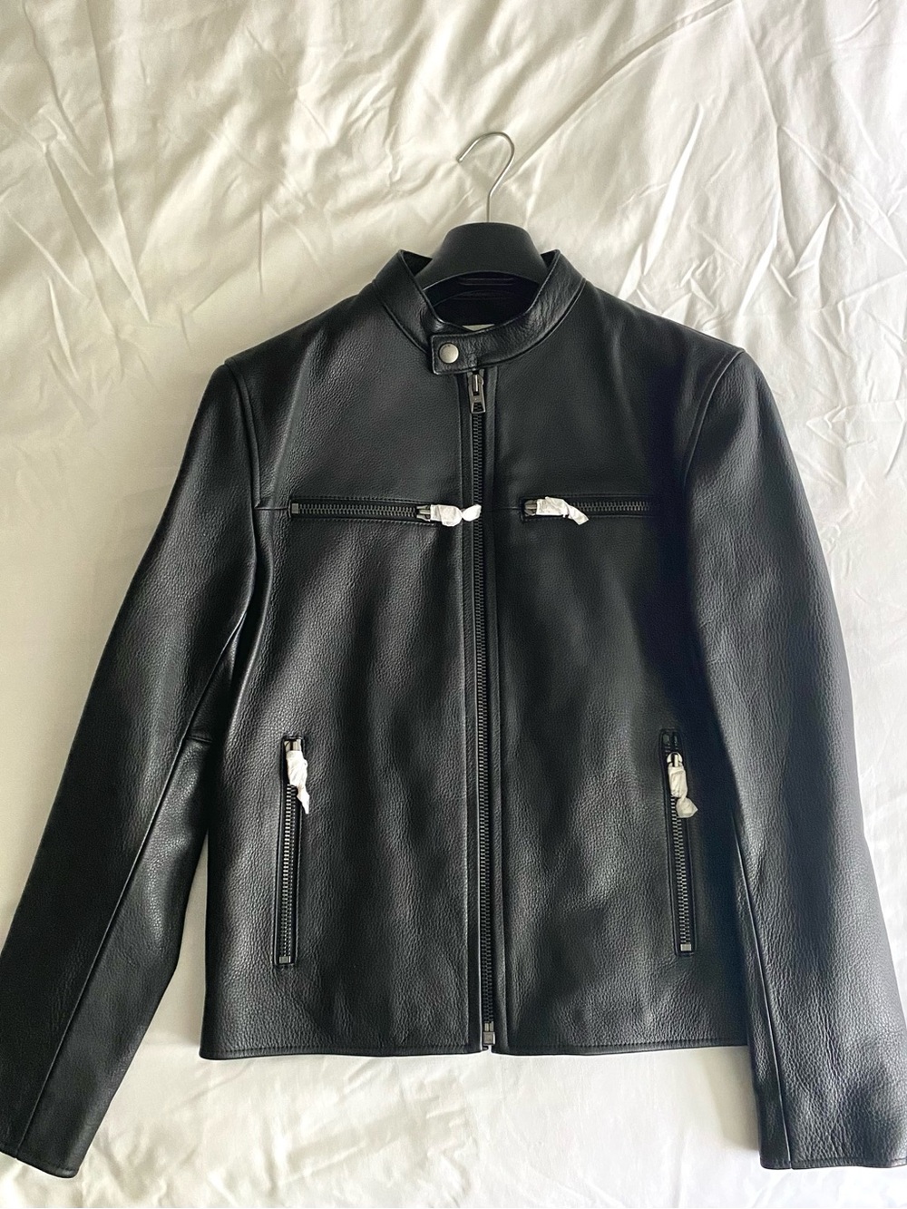 COACH Black Leather Racer Biker Jacket Full Zip Lined XS F86594